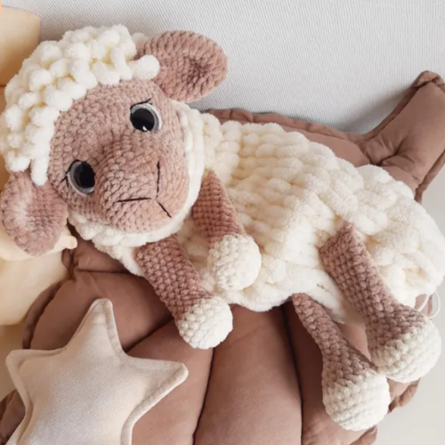 Crochet lovey animal sheep PATTERN, pajama bag crochet pattern